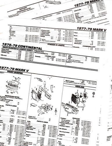 1977 1978 1979 lincoln mark v 77 78 79 body parts list numbers crash sheets m2bk