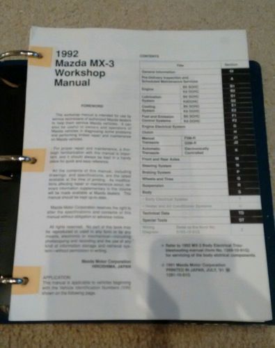 1992 mazda mx-3 factory oem service repair shop manual and owners manual