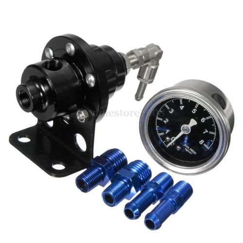 Aluminum 160 psi adjustable 1:1 fuel pressure regulator+kpa oil gauge kit black