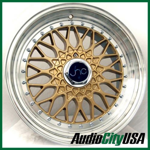 18x8.5 jnc 004 5-100/114.3 gold machine et+30 lip wheels fit fr-s wrx corolla