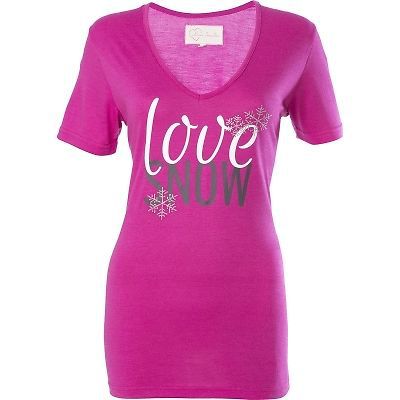 Divas snowgear love snow womens short sleeve t-shirt fuchsia/pink