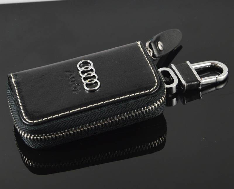 New 360º rotate ford leather car key audi alloy keychain black