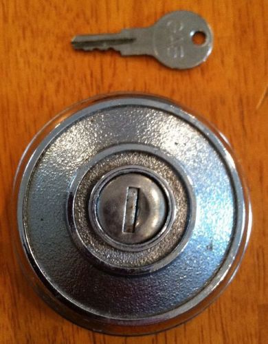 Vintage locking gas tank cap cover keyed ready to use lock key chrome stainless