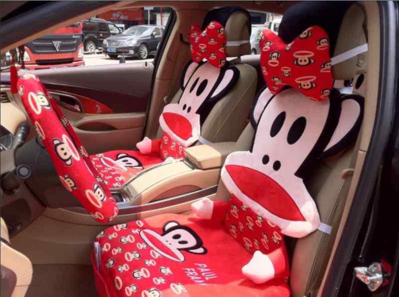 14pc-red mouth monkey cartoon design soft plush car seat cushion