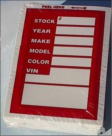 Car dealer stock window stickers pack of a 400