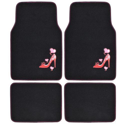 4 pc pink love heel heart auto carpet floor mats for car truck, auto accessories
