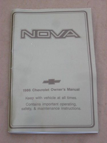 1986 chevrolet nova owner&#039;s manual original book   clean good shape  free ship