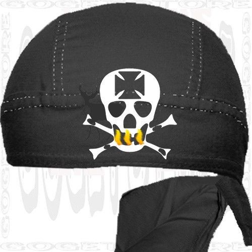 Black maltese do bandana skull cap doo rag head wear biker wear du hats