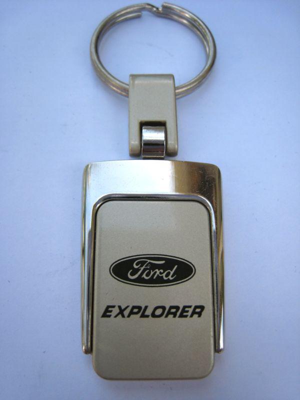Ford explorer sq. metal logo key chain ring fob. handsome, high quality keychain