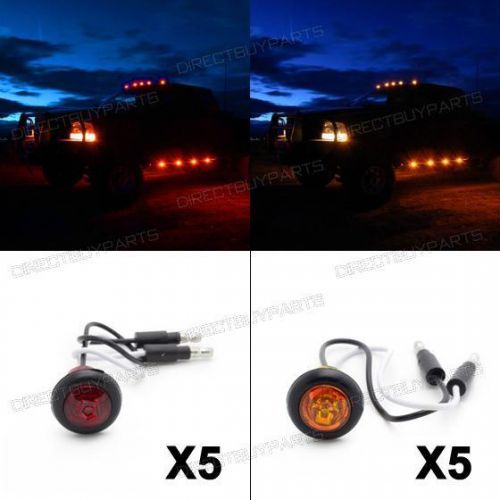 5pairs 3/4&#034; miniature round truck clearance side marker single led red/amber