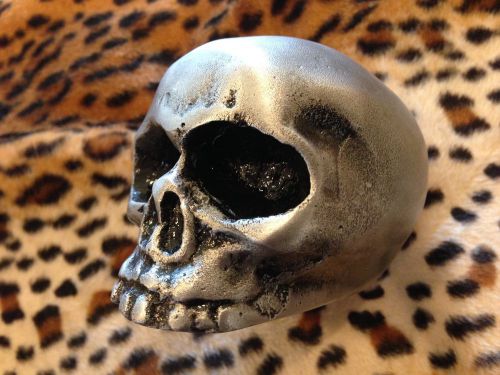 Large skull cast aluminum shift knob hot rod rat chopper bobber harley scta