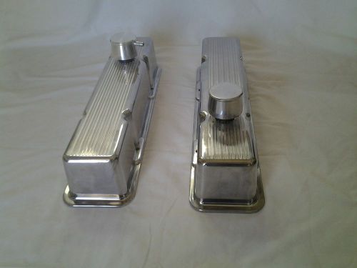 Small block chevy aluminum valve covers ball milled tall with breathers