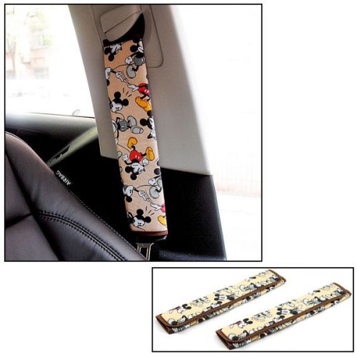 2x car seat belt shoulder protection sleeve mickey mouse / pair yellow