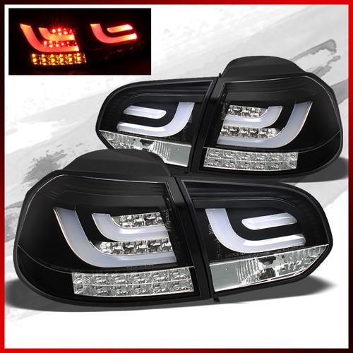 10-13 vw golf/gti black led tail lights red tubes w/ built in led turn signal