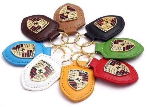 Porsche design high quality leather key ring gold crest keychain for porsche