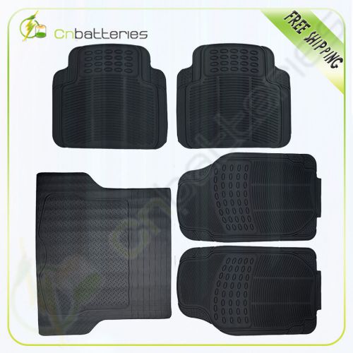 5pc all weather rubber for aston martin suv floor mat black 2 row &amp; trunk black