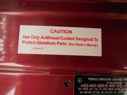Mercedes benz w107 w126  1972-89 caution antifreeze coolant sticker label (copy)