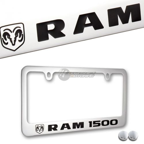 Dodge ram 1500 logo chrome brass metal license plate frame  w/ screw caps new!!