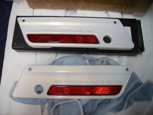 Harley saddle bag latch covers white pearl