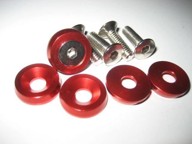Jdm 20 pack fender bumper headlight washer 10 mm bolt kit red 20 washer & bolt