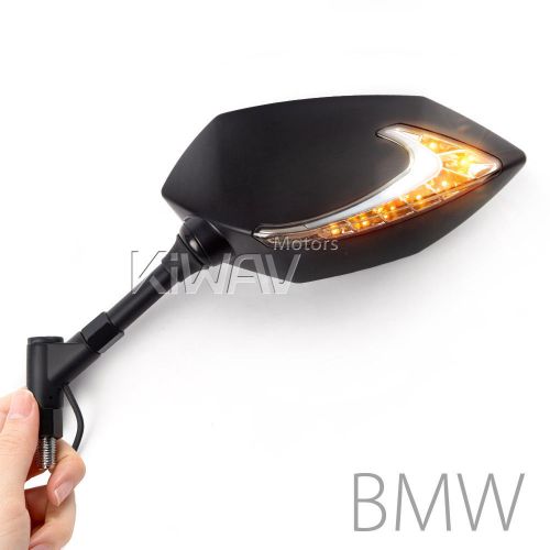 Black motorcycle mirrors led turn signal for bmw r1200gs f800r k1300r