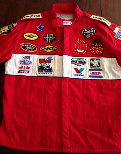 Rare g-force 4385xlgrd gf 505 red xlg triple layer racing jacket &#039;patched&#039; lvms