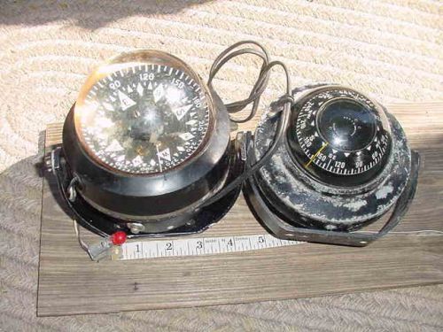 Used airguide &amp; aqua meter boat dashboard compass parts decro man cave repurpose
