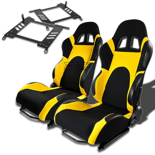 Type-6 racing seat black yellow woven+silder+for 00-06 sentra b15/a33 bracket x2