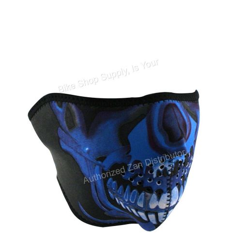 Zan headgear wnfm024h, neoprene half mask, reverses to black, blue chrome skull