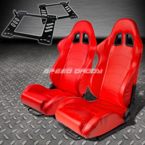 Pair type-1 reclining red pvc leather racing seat+bracket for 07-14 wrangler
