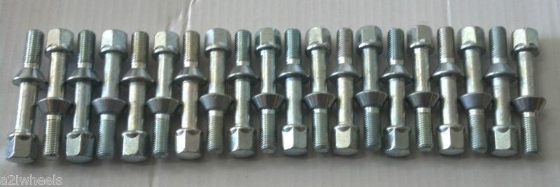12mm x 1.5 conical lug bolt set 20 mercedes factory style extended 28mm thread