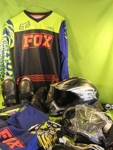 Motorcycle motocross helmet chest protector gloves shirt youth girl racer fox