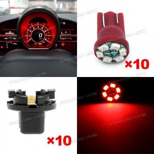 10x red t10 194 led bulbs with 5/8 twist lock sockets dash light for chevrolet