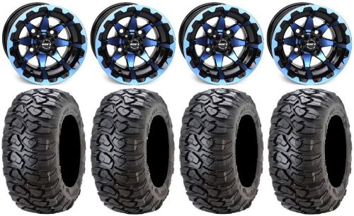 Sti hd6 blue/black golf wheels 12&#034; 23x10-12 ultracross tires yamaha