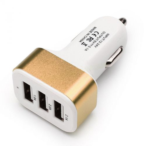 Universal Triple USB Car Charger Adapter USB Socket 3 Port Car-charger 2.1A 2A, US $1.55, image 1
