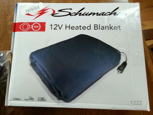 Schumacher 1222 12v heated blanket for car truck rv bus auto travel navy blue