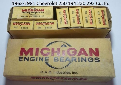 Michigan engine bearings 1124 k std chevrolet 250 194 230 292 cu in n.o.r.s. usa