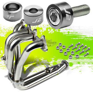 J2 for 94-97 accord f22 exhaust manifold 4-2-1 header+gun metal washer cup bolts