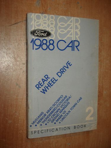 1988 ford specifications manual original book mustang cougar thunderbird &amp; more