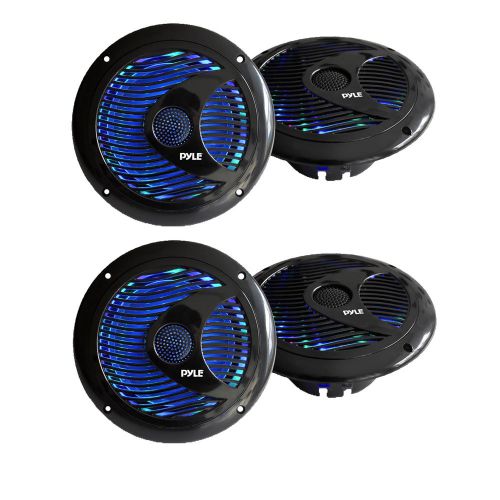 4 x new 6.5&#039;&#039; inch 150 watts marine boat stereo speakers w/multi-color led ligth