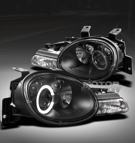1995-1999 dodge/plymouth neon halo black projector head lights w/parking signal