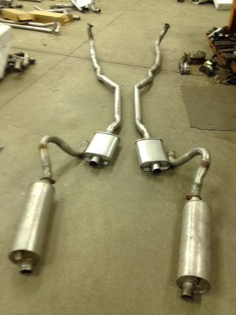 1970-1971 plymouth cuda exhaust system, aluminized, 440 engines, with resonators
