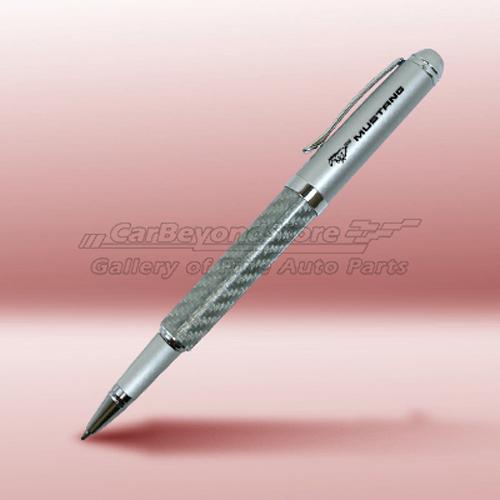 Ford mustang silver real carbon fiber detachable cap rollerball pen, + free gift