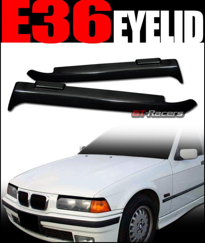 Euro sport blk head light cover eyelids eyebrows trim 1992-1998 bmw e36 3-series