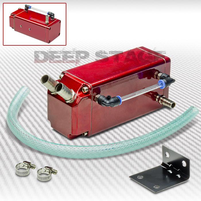 Square style billet aluminum 750ml oil catch reservoir breather tank/can red