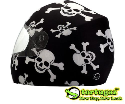 Black skulls fashion helmet cover for full face motorcycle helmets by tortugaz