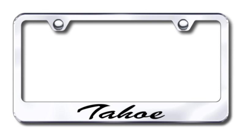 Gm tahoe script  engraved chrome license plate frame made in usa genuine