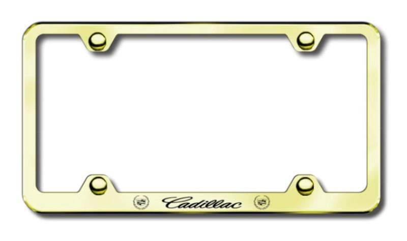 Cadillac wide body laser etched license plate frame-gold made in usa genuine