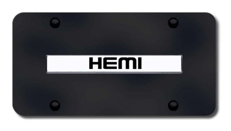 Chrysler hemi name chrome on black license plate made in usa genuine