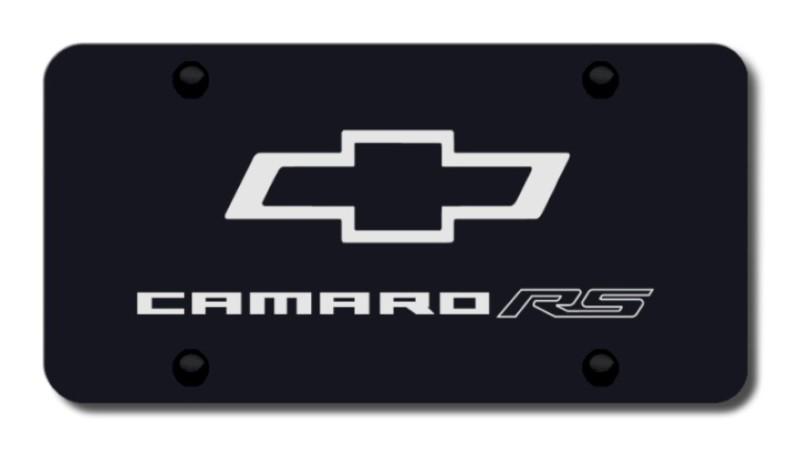 Gm camaro rs laser etched black license plate made in usa genuine